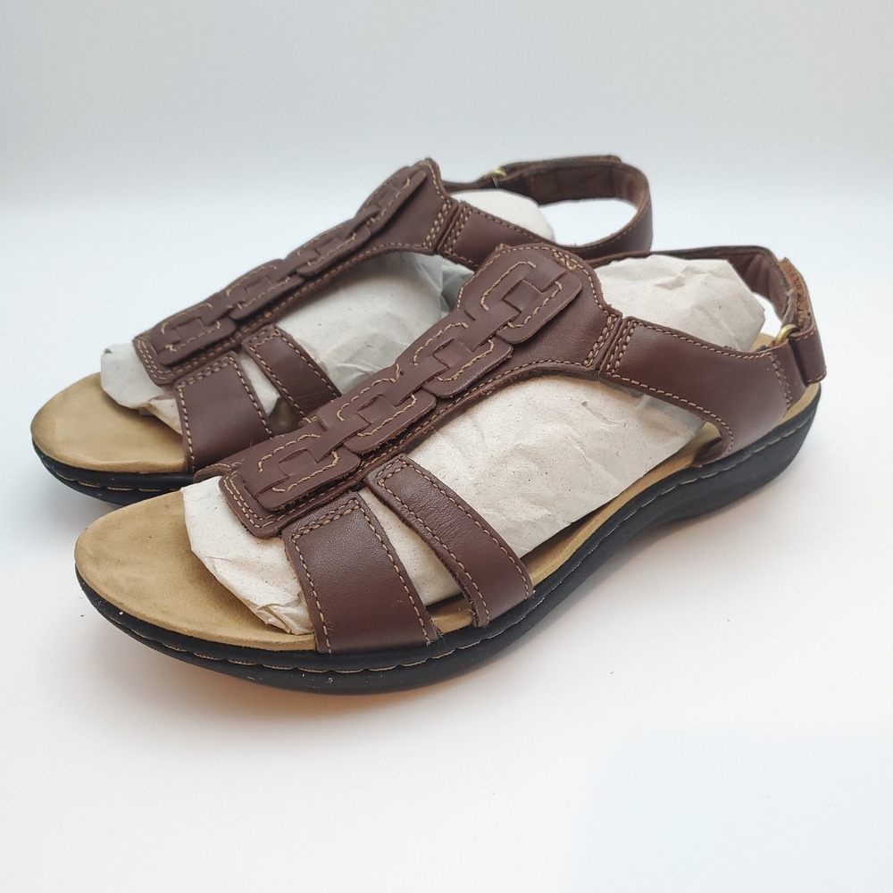 Clarks Laurieann Kay Tan Brown Leather Slingback Sandals Women's Size 7.5 - Picture 2 of 9
